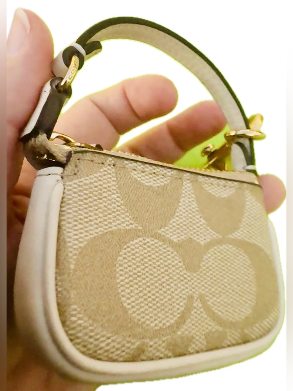 Coach Mini Lolita Bag in Beige / White Signature Keychain Gold Hardware - NWOT - Picture 11 of 13